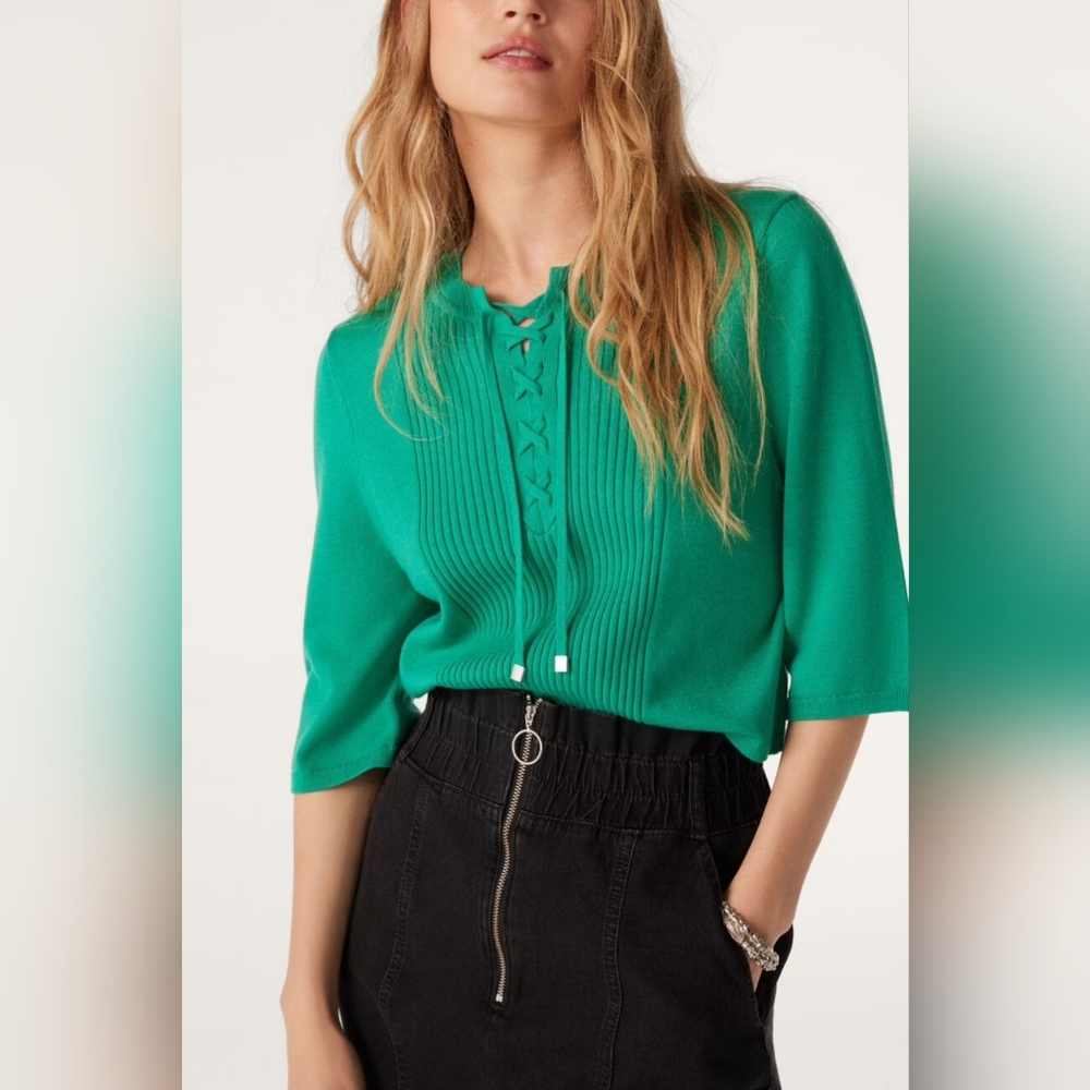 Ba&sh Emerald Green TOLIM Short-Sleeved Jumper Sweater Size 0